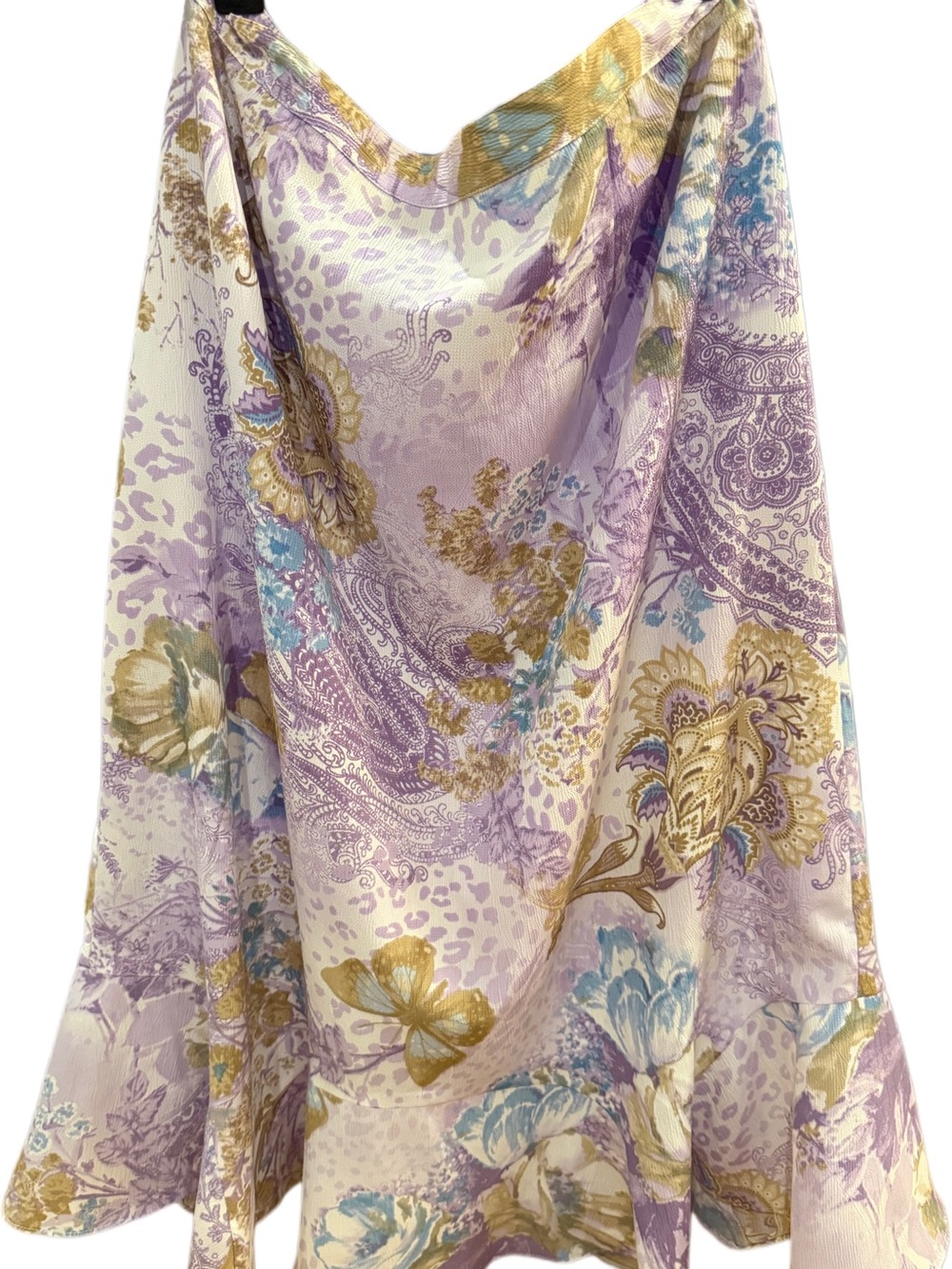 Alfred Dunner Lavender Floral Paisley Circle Skirt with Gold Accents